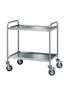 Carrello con 2 ripiani stampati - inox 18/10, tubo tondo - cm 110x58x900h