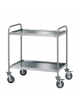 Carrello di servizio con 2 ripiani saldati - inox 18/10, tubo tondo - cm 89x59x90h - Portata kg 130