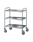 Carrello di servizio con 3 ripiani stampati - inox 18/10, tubo tondo - cm 110x58x1020h