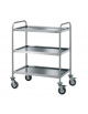 Carrello di servizio con 3 ripiani saldati - inox 18/10, tubo tondo - cm 89x59x90h - Portata kg 140