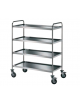 Carrello di servizio con 4 ripiani stampati - inox 18/10, tubo tondo - cm 89x59x125h- Portata kg 90