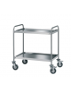 Carrello di servizio con 2 ripiani stampati - inox 18/10, tubo tondo - cm 69x69x90h Portata kg 80