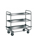 Carrello di servizio con 2 ripiani stampati - inox 18/10, tubo tondo - cm 110x59x102h