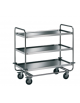 Carrello di servizio con 3 ripiani stampati - inox 18/10, tubo tondo - cm 110x69x102h - Portata kg 290