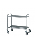 Carrello di servizio con 2 ripiani di piegatura inox 18/10, tubo tondo - cm 102x60x90h