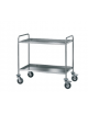 Carrello di servizio con 2 ripiani di piegatura inox 18/10, tubo tondo - Struttura saldata - cm 102x59x90h