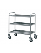 Carrello di servizio con 3 ripiani di piegatura inox 18/10, tubo tondo - cm 102x60x102h