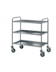 Carrello di servizio con 3 ripiani di piegatura inox 18/10, tubo tondo - struttura saldata - cm 102x59x103h