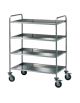 Carrello di servizio con 4 ripiani di piegatura inox 18/10, tubo tondo - struttura saldata - cm 102x59x125h
