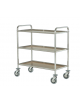 Carrello di servizio con 3 ripiani in laminato inox 18/10, tubo quadro - cm 95x51x102h