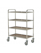 Carrello di servizio con 4 ripiani in laminato inox 18/10, tubo quadro - cm 95x51x125h