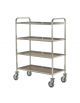 Carrello di servizio con 4 ripiani in laminato inox 18/10, tubo quadro - cm 95x51x125h