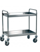Carrello di servizio raccolta differenziata con 2 ripiani inox asportabili 18/10, tubo quadro - cm 91x57x90h