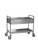 Carrello di servizio raccolta differenziata con 2 ripiani inox 18/10, tubo quadro - cm 116x56x90h