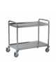 Carrello di servizio trasporto pesante con  2 ripiani inox 18/10 AISI 304 tubo quadro - Portata Kg 500 - cm 105x59x93,5h