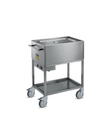 Carrello termico bagnomaria in acciaio inox 18/10 AISI 304 -  termostato digitale - cm 71x45x90h