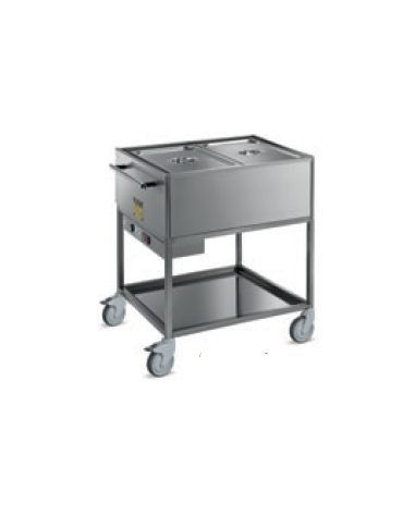 Carrello termico bagnomaria 2 vasche - in acciaio inox 18/10 AISI 304 -  GN 1/1 - termostato meccanico - cm 85x64x90h