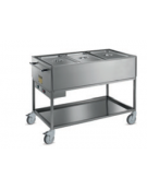 Carrello termico bagnomaria 3 vasche - in acciaio inox 18/10 AISI 304 -  GN 1/1 - termostato meccanico - cm 118,5x64x90h