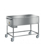 Carrello termico bagnomaria 4 vasche  GN 1/1 - in inox 18/10 AISI 304 CON COPERCHIO E SENZA RIPIANO INFERIORE-cm 151x64x92h