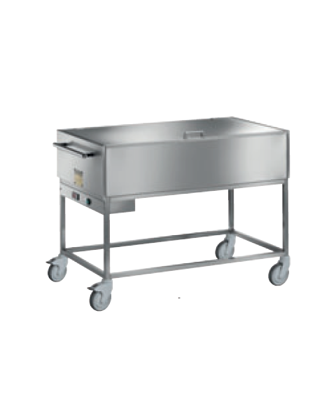 Carrello termico bagnomaria 4 vasche  GN 1/1 - in inox 18/10 AISI 304 CON COPERCHIO E SENZA RIPIANO INFERIORE-cm 151x64x92h