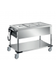 Carrello termico in acciaio inox 18/10 AISI 304 con 3 vasche separate GN 1/1 - termostato meccanico - cm 124x64x92h