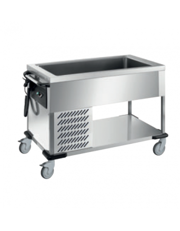 Carrello refrigerato in acciaio inox 18/10 AISI 304 - 2 GN 1/1 - cm 85x64x90h