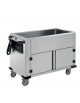 Carrello termico armadiato inox 18/10 AISI 304 vano riscaldato, vasca unica stampata acciaio inox - 2 x GN 1/1 - cm 90,5x68x92h