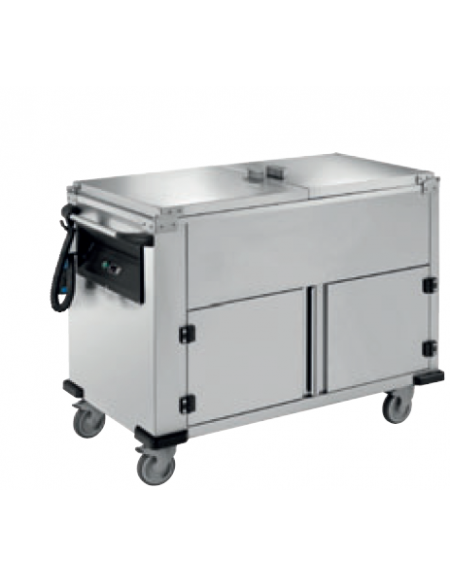 Carrello termico armadiato riscaldato con coperchio a ribalta in acciaio inox - 3 GN 1/1 - cm 120x64x90h Carrello termico armadiato riscaldato con coperchio a ribalta in acciaio inox - 3 GN 1/1 - cm 120x64x90h