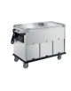 Carrello termico armadiato-vasca unica, coperchi a ribalta 2x1/1GN inox 18/10 AISI 304 - 2 vani (1 riscaldato) - cm 91x70x107h