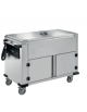 Carrello termico inox 18/10 AISI 304 armadiato, vasche separate 2x1/1GN, coperchi a ribalta - vano neutro - cm 90,5x68x100,5h