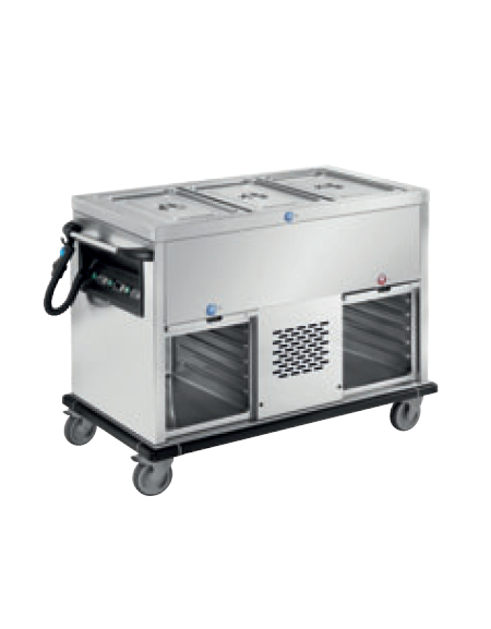 Carrello refrigerato vasca unica 1 vano refrigerato 1 riscaldato -  3x1/1GN - cm 120x70x90h