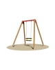 Altalena in legno 1 posto con trave superiore in acciaio e sedile a gabbia - da interrare o filo pavimento - cm 200x190x230h