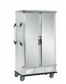 Carrello porta bacinelle neutro in acciaio inox 18/10 AISI 304 - 40 bacinelle - supporto a C - cm 132x75x200h