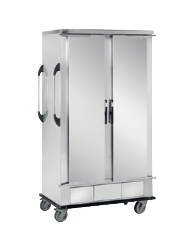 Carrello portateglie neutro in acciaio inox 18/10 AISI 304 - 28 teglie 40x60 - supporto a  L - cm 132x75x156h