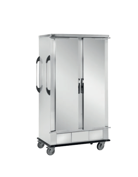 Carrello portateglie neutro in acciaio inox 18/10 AISI 304 - 28 teglie 40x60 - supporto a  L - cm 132x75x156h