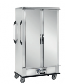 Carrello portavassoi versione riscaldata in acciaio inox 18/10 AISI 304 - suporto a "L"  16 vassoi - cm 132x75x156h