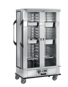 Carrello porta bacinelle versione riscaldata in acciaio inox 18/10 AISI 304 - suporto a "C"  24 bacinelle GN 1/1- cm 120x79x156,
