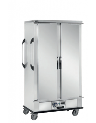 Carrello portateglie versione riscaldata in acciaio inox 18/10 AISI 304 - suporto a "L"  28 teglie - cm 132x75x156h