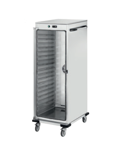 Armadio/carrello portateglie riscaldato in acciaio inox 18/10 AISI 304 - 18 teglie GN 2/1 - cm 92x72x175h