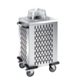 Distributore piatti refrigerabile in acciaio inox 18/10 - 1 colonna regolabile - portata 50/60 piatti ø 18/28 - cm 51x48x106h