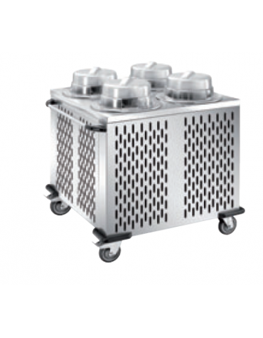 Distributore piatti refrigerabile in acciaio inox 18/10 - 4 colonne regolabili - portata 200/240 piatti ø 28/32 -cm 103x100,5