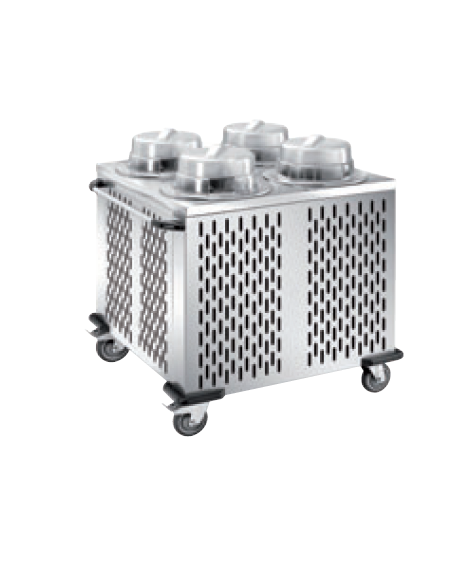 Distributore piatti refrigerabile in acciaio inox 18/10 - 4 colonne regolabili - portata 200/240 piatti ø 28/32 -cm 103x100,5