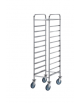 Carrello portavassoi acciaio 18/10 AISI 304, tubo quadro 20x20 mm - ripiano sup. e ringhierina - 10 vassoi EN - cm 49x60x154h