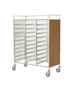 Carrello portavassoi acciaio 18/10 AISI 304 - in laminato su 3 lati - ripiano superiore e ringhierina - 30 vassoi EN - cm 129x60