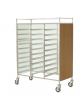 Carrello portavassoi acciaio 18/10 AISI 304 - in laminato su 3 lati - ripiano superiore e ringhierina - 30 vassoi EN - cm 129x60