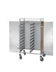 Carrello portavassoi acciaio inox 18/10 AISI 304 e laminato su 3 lati - 1 anta in plexiglass - 10 vassoi GN 1/1 - cm 45x60x154h