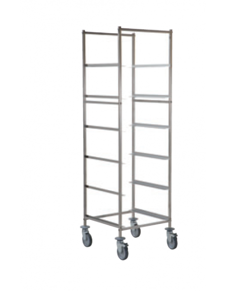 Carrello portacestelli per lavastoviglie  in acciaio 18/10 AISI 304 - Guide a “L” - 5 cestelli 51x51 - cm 61x57x180