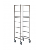 Carrello portacestelli per lavastoviglie  in acciaio 18/10 AISI 304 - Guide a “L” - 6 cestelli 51x51 - cm 61x57x180