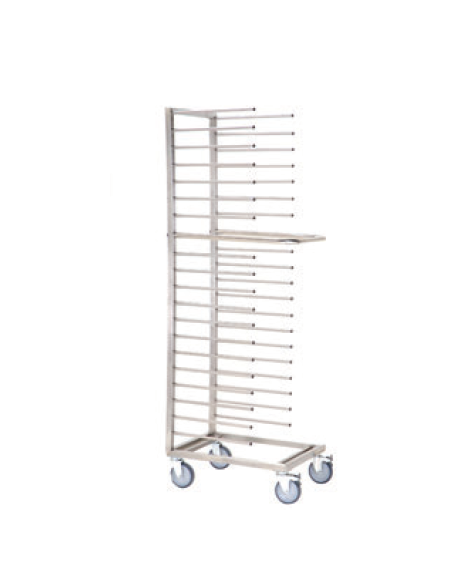 Carrello portateglie in acciaio 18/10 AISI 304 - 20 teglie 60x40 - 4 ruote piroettanti Ø 125 - cm 65x50x186h