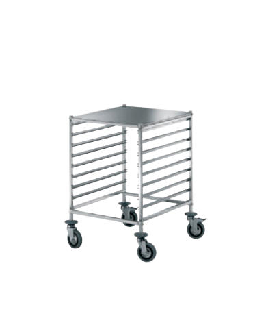 Carrello portateglie  in acciaio 18/10 AISI 304 - guide a "L" - ripiano superiore - 8 teglie 40x60 - cm 52x67x88h